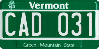 VT license plate CAD031