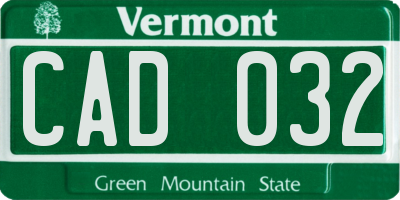 VT license plate CAD032