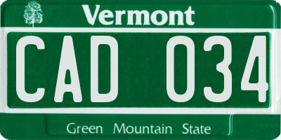 VT license plate CAD034