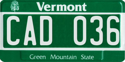 VT license plate CAD036