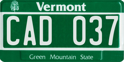 VT license plate CAD037