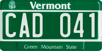 VT license plate CAD041