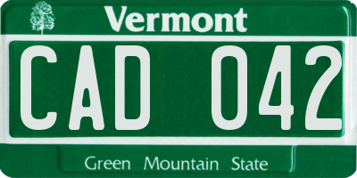 VT license plate CAD042