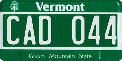 VT license plate CAD044