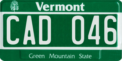 VT license plate CAD046