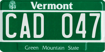 VT license plate CAD047