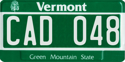 VT license plate CAD048