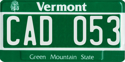 VT license plate CAD053