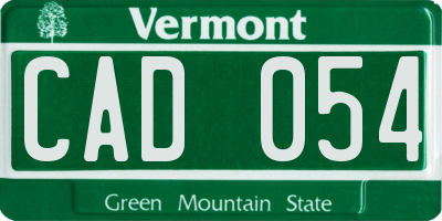 VT license plate CAD054