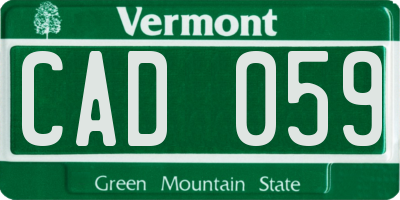 VT license plate CAD059