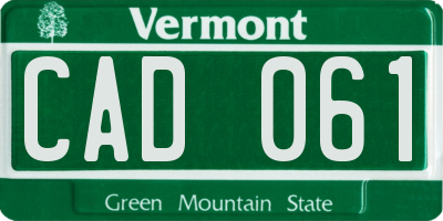 VT license plate CAD061