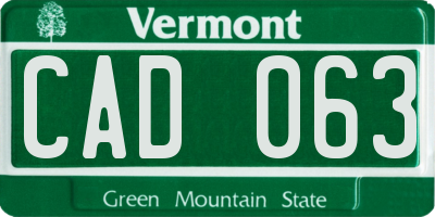 VT license plate CAD063