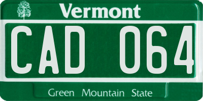 VT license plate CAD064