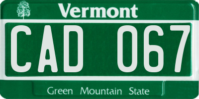 VT license plate CAD067