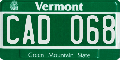 VT license plate CAD068