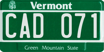 VT license plate CAD071
