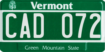VT license plate CAD072