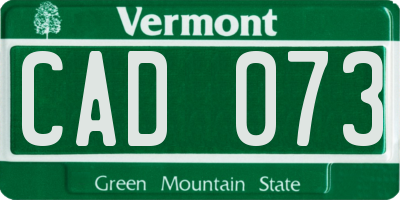 VT license plate CAD073