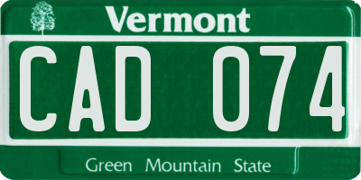 VT license plate CAD074