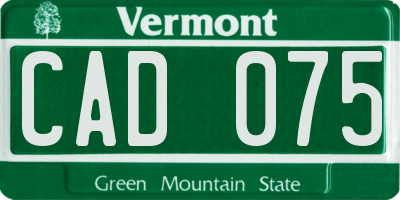 VT license plate CAD075