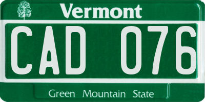 VT license plate CAD076