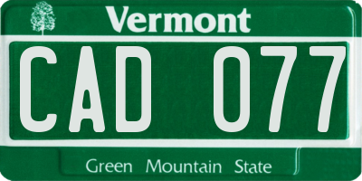 VT license plate CAD077