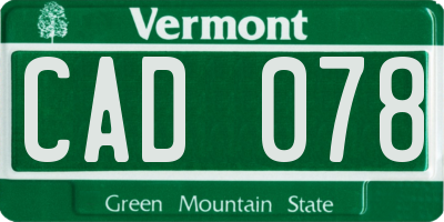 VT license plate CAD078