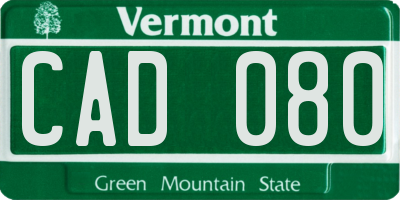 VT license plate CAD080