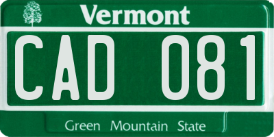 VT license plate CAD081