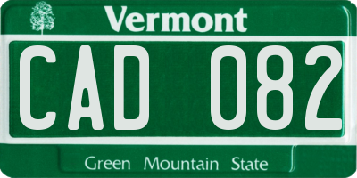 VT license plate CAD082
