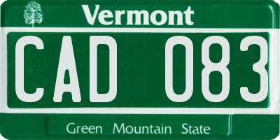 VT license plate CAD083