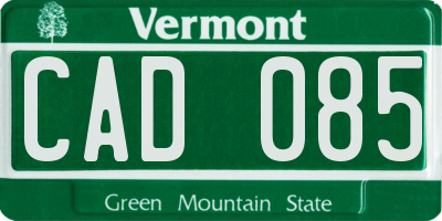 VT license plate CAD085