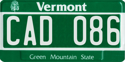 VT license plate CAD086