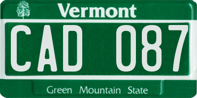 VT license plate CAD087