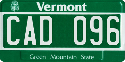 VT license plate CAD096