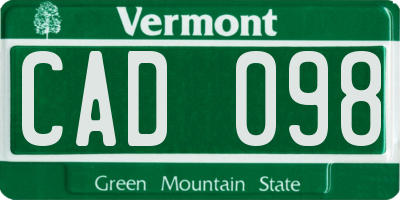 VT license plate CAD098
