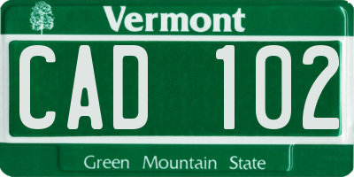 VT license plate CAD102