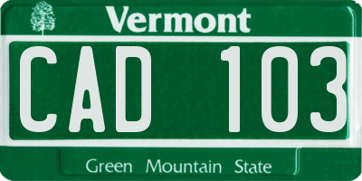 VT license plate CAD103