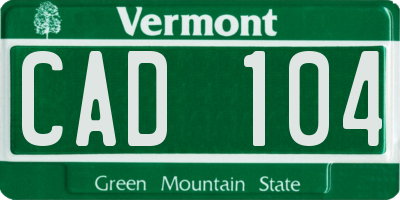 VT license plate CAD104
