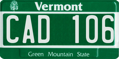VT license plate CAD106
