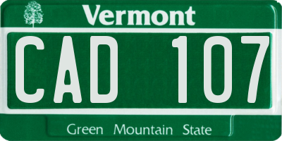 VT license plate CAD107