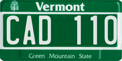 VT license plate CAD110