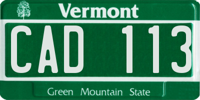 VT license plate CAD113