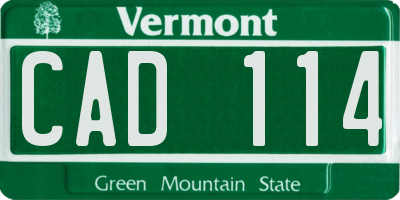 VT license plate CAD114