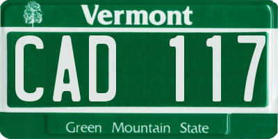 VT license plate CAD117
