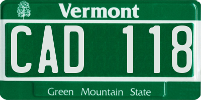 VT license plate CAD118