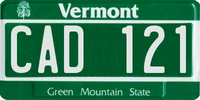 VT license plate CAD121