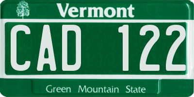VT license plate CAD122