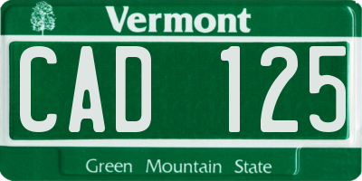VT license plate CAD125