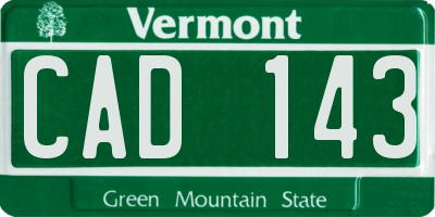 VT license plate CAD143